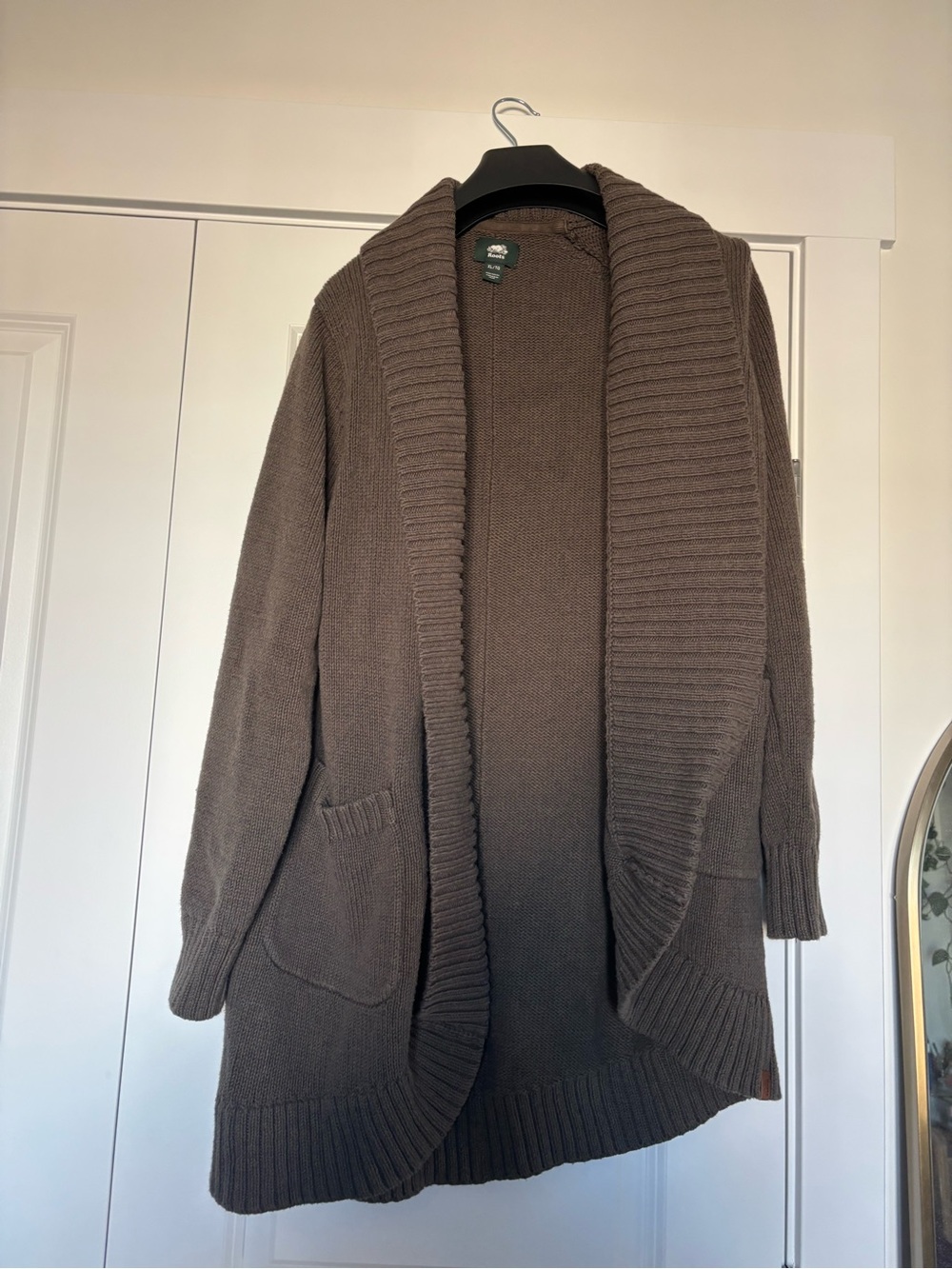 Roots Shawl Collar Open-Front Cardigan - Brown